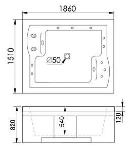 Ванна акриловая с гидромассажем Gemy 186x151 L G9052 II B L Ванна акриловая с гидромассажем Gemy 186x151 L G9052 II B L, 2