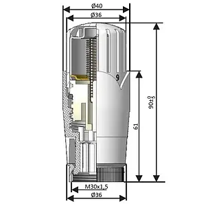 Головка термостатическая M30x1.5 Schlosser Diamant белый 600100005 Головка термостатическая M30x1.5 Schlosser Diamant белый 600100005, 2