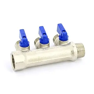 Коллектор запорный проходной 3 отвода ¾"в/н x ½"к Tiemme NINO 1820003 Коллектор запорный проходной 3 отвода ¾"в/н x ½"к Tiemme NINO 1820003, 3