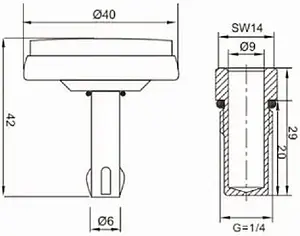 Термометр биметаллический TIM 40мм 80°С гильза 20мм ¼" Y-40T-80 Термометр биметаллический TIM 40мм 80°С гильза 20мм ¼" Y-40T-80, 2