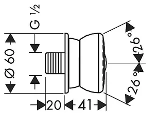 Душевая форсунка Hansgrohe Bodyvette хром 28467000 Душевая форсунка Hansgrohe Bodyvette хром 28467000, 2