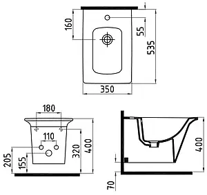 Биде подвесное Bien Lotus белый LTBA05401VD1W3000 Биде подвесное Bien Lotus белый LTBA05401VD1W3000, 2