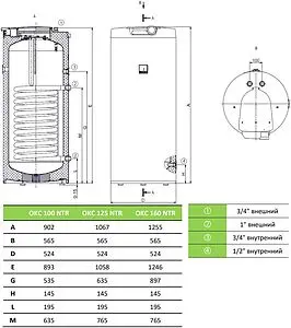Бойлер косвенного нагрева Drazice OKC 160 NTR (32 кВт) 1106708101 Бойлер косвенного нагрева Drazice OKC 160 NTR (32 кВт) 1106708101, 2