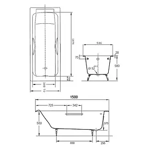 Ванна чугунная Jacob Delafon Parallel 150x70 E2949-00 Ванна чугунная Jacob Delafon Parallel 150x70 E2949-00, 4