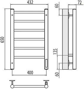 Полотенцесушитель электрический лесенка Terminus Аврора П6 400х650 электро quick touch полированная сталь 4670078531148 Полотенцесушитель электрический лесенка Terminus Аврора П6 400х650 электро quick touch полированная сталь 4670078531148, 2