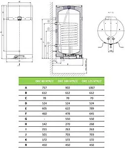 Бойлер косвенного нагрева Drazice OKC 125 NTR/Z (24 кВт) 1103508101 Бойлер косвенного нагрева Drazice OKC 125 NTR/Z (24 кВт) 1103508101, 2