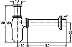 Сифон бутылочный для раковины Viega 5753 хром 100674 Сифон бутылочный для раковины Viega 5753 хром 100674, 2