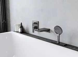 Подключение лейки на борт ванны Hansgrohe sBox Square шлифованный чёрный хром 28010340 Подключение лейки на борт ванны Hansgrohe sBox Square шлифованный чёрный хром 28010340, 3