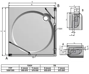 Душевое ограждение 1000x900мм прозрачное стекло Roltechnik Tower Line TDO1+TB/1000*900 724-1000000-00-02+725-9000000-00-02 Душевое ограждение 1000x900мм прозрачное стекло Roltechnik Tower Line TDO1+TB/1000*900 724-1000000-00-02+725-9000000-00-02, 2