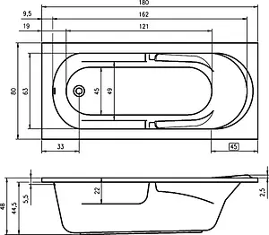 Ванна акриловая Riho FUTURE 180x80 B074001005 Ванна акриловая Riho FUTURE 180x80 B074001005, 4