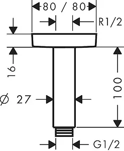 Держатель верхнего душа на потолок Hansgrohe E 100 хром 27467000 Держатель верхнего душа на потолок Hansgrohe E 100 хром 27467000, 2