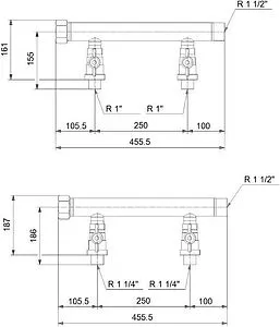 Коллектор напорный и всасывающий для установок Grundfos CMBE TWIN 1" 99229422 Коллектор напорный и всасывающий для установок Grundfos CMBE TWIN 1" 99229422, 2
