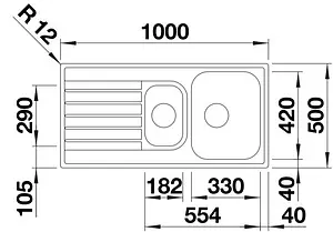 Мойка кухонная Blanco Livit II 6 S 100 нержавеющая сталь 526623 Мойка кухонная Blanco Livit II 6 S 100 нержавеющая сталь 526623, 2