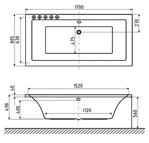 Ванна акриловая Excellent Pryzmat Lux 170x80 WAEX.PRL17WH Ванна акриловая Excellent Pryzmat Lux 170x80 WAEX.PRL17WH, 3