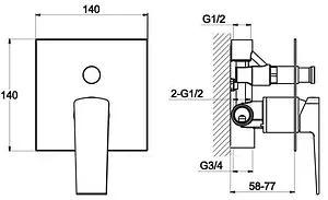 Смеситель для душа скрытого монтажа BelBagno Arlie хром ARL-BASM-CRM Смеситель для душа скрытого монтажа BelBagno Arlie хром ARL-BASM-CRM, 2