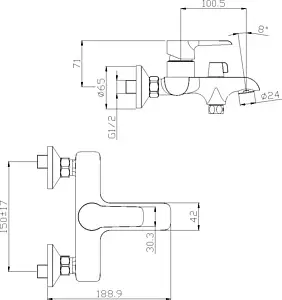Смеситель для ванны Rossinka белый/хром W35-31 Смеситель для ванны Rossinka белый/хром W35-31, 2