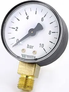 Манометр радиальный Watts MRP 50мм 10 бар ¼" 10007380 Манометр радиальный Watts MRP 50мм 10 бар ¼" 10007380, 1
