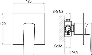 Смеситель для душа скрытого монтажа BelBagno Arlie хром ARL-BDM-CRM Смеситель для душа скрытого монтажа BelBagno Arlie хром ARL-BDM-CRM, 2