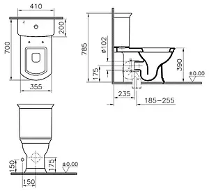 Унитаз-компакт с функцией биде VitrA Serenada белый 9722B003-7205 Унитаз-компакт с функцией биде VitrA Serenada белый 9722B003-7205, 2
