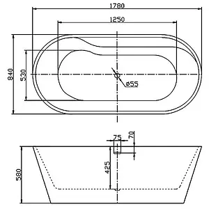 Ванна акриловая отдельностоящая BelBagno 178x84 белый BB14 Ванна акриловая отдельностоящая BelBagno 178x84 белый BB14, 2