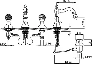 Смеситель для биде Cezares Atlantis бронза ATLANTIS-BBS2-02-Sw Смеситель для биде Cezares Atlantis бронза ATLANTIS-BBS2-02-Sw, 3