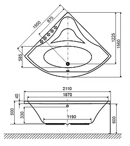 Ванна акриловая Excellent Glamour 150x150 WAEX.GLA15WH Ванна акриловая Excellent Glamour 150x150 WAEX.GLA15WH, 4