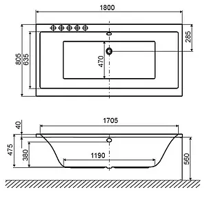 Ванна акриловая Excellent Pryzmat 180x80 WAEX.PRY18WH Ванна акриловая Excellent Pryzmat 180x80 WAEX.PRY18WH, 3