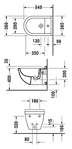 Биде подвесное Duravit Starck 3 белый 2280150000 Биде подвесное Duravit Starck 3 белый 2280150000, 2