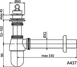 Сифон бутылочный для раковины AlcaPlast хром A437 Сифон бутылочный для раковины AlcaPlast хром A437, 2
