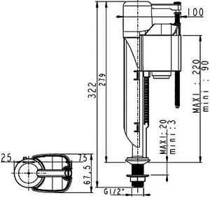 Заливной клапан для бачка ½" латунь нижний Wirquin Jollyfill FB50P1 16100007 Заливной клапан для бачка ½" латунь нижний Wirquin Jollyfill FB50P1 16100007, 2