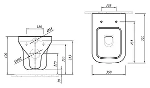 Унитаз подвесной Cezares Vale белый CZR-430 Унитаз подвесной Cezares Vale белый CZR-430, 2