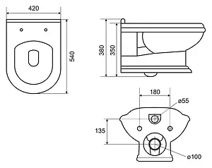 Унитаз подвесной Cezares King Palace белый CZR-163-TH Унитаз подвесной Cezares King Palace белый CZR-163-TH, 2