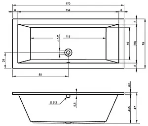 Ванна акриловая Riho LUSSO 170x75 B007001005 Ванна акриловая Riho LUSSO 170x75 B007001005, 5