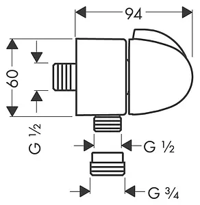 Шланговое подключение с запорным вентилем Hansgrohe FixFit Stop хром 27452000 Шланговое подключение с запорным вентилем Hansgrohe FixFit Stop хром 27452000, 2