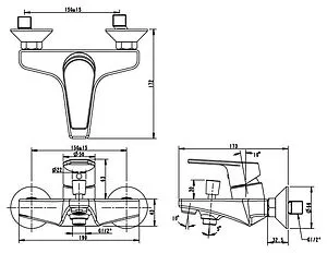 Смеситель для ванны Bravat Line хром F65299C-1 Смеситель для ванны Bravat Line хром F65299C-1, 2
