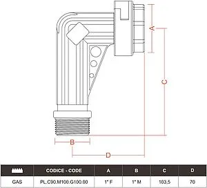 Фитинг угловой Italtecnica 1"н х 1"нг FIT.PL.C90.M100.G100.00 Фитинг угловой Italtecnica 1"н х 1"нг FIT.PL.C90.M100.G100.00, 2