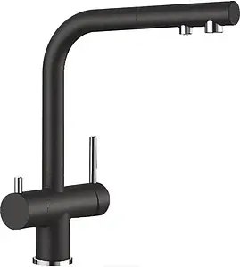 Смеситель для кухни с подключением к фильтру Blanco Fontas-S II чёрный/хром 526158 Смеситель для кухни с подключением к фильтру Blanco Fontas-S II чёрный/хром 526158, 1