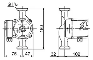 Насос циркуляционный Grundfos UPS 25-40 180 96281375 Насос циркуляционный Grundfos UPS 25-40 180 96281375, 2