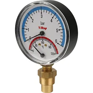 Термоманометр радиальный Itap 80мм 6 бар 120°С ½" 484B012 Термоманометр радиальный Itap 80мм 6 бар 120°С ½" 484B012, 4