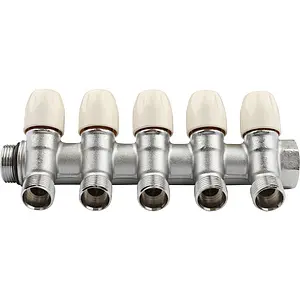 Коллектор регулирующий проходной 5 отводов ¾"в/н x ½"к Tiemme MAXIMA 1860010 Коллектор регулирующий проходной 5 отводов ¾"в/н x ½"к Tiemme MAXIMA 1860010, 2