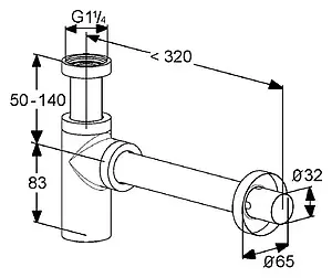 Сифон бутылочный для раковины Kludi хром 1002005-00 Сифон бутылочный для раковины Kludi хром 1002005-00, 2