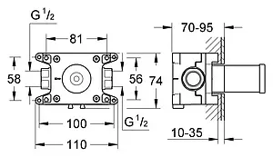Скрытая часть для шлангового подсоединения Grohe Grohtherm F 35034000 Скрытая часть для шлангового подсоединения Grohe Grohtherm F 35034000, 2