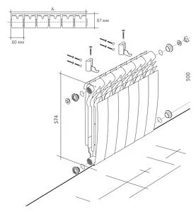 Радиатор алюминиевый 6 секций Royal Thermo BiLiner Alum 500 Bianco Traffico RTBA50006 Радиатор алюминиевый 6 секций Royal Thermo BiLiner Alum 500 Bianco Traffico RTBA50006, 2