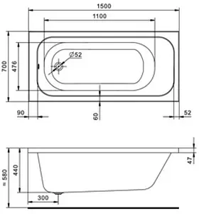 Ванна акриловая Santek Ламма 150x70 1WH501746 Ванна акриловая Santek Ламма 150x70 1WH501746, 2