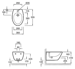 Биде подвесное Jacob Delafon Presquile белый E4441-00 Биде подвесное Jacob Delafon Presquile белый E4441-00, 2