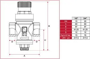 Редуктор давления поршневой ¾" Itap Minipress 3610034 Редуктор давления поршневой ¾" Itap Minipress 3610034, 2