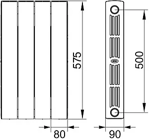 Радиатор биметаллический 6 секций нижнее правое подключение Rifar Supremo Ventil 500 серый RSVRP50006 tit Радиатор биметаллический 6 секций нижнее правое подключение Rifar Supremo Ventil 500 серый RSVRP50006 tit, 2