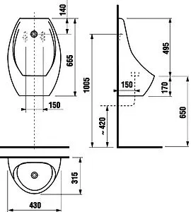 Писсуар со скрытым подводом воды Jika Domino белый 8.4110.1.000.000.1 Писсуар со скрытым подводом воды Jika Domino белый 8.4110.1.000.000.1, 2