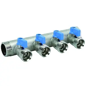 Коллектор запорный проходной 4 отвода ¾"в/н x ½"к Tiemme NINO 1820049 Коллектор запорный проходной 4 отвода ¾"в/н x ½"к Tiemme NINO 1820049, 1