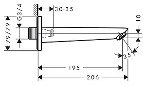 Излив для скрытого монтажа Hansgrohe Logis хром 71410000 Излив для скрытого монтажа Hansgrohe Logis хром 71410000, 2